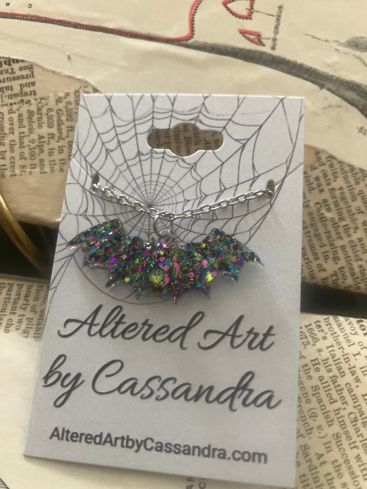 Handmade Resin Bat Pendant Necklaces