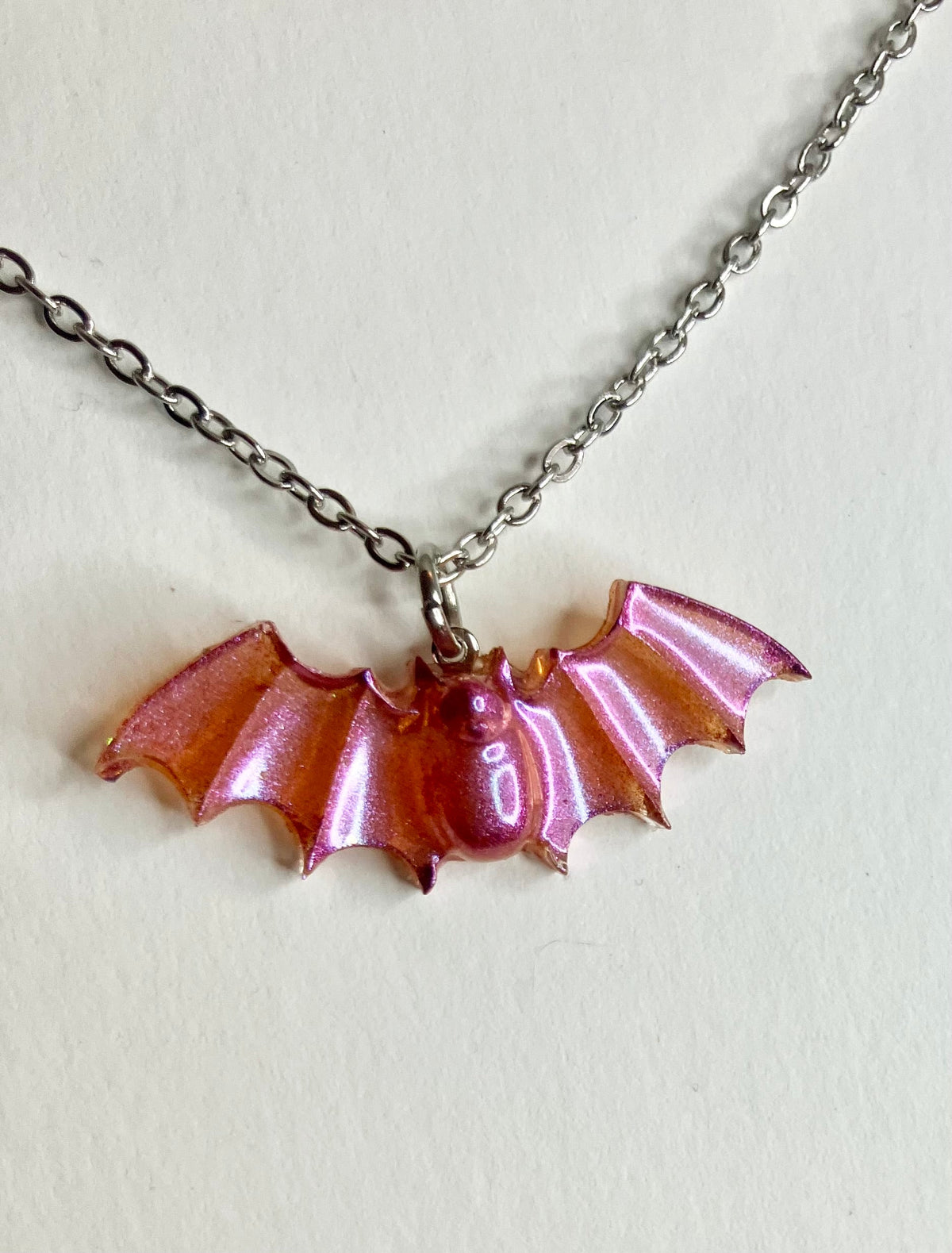 Handmade Resin Bat Pendant Necklaces
