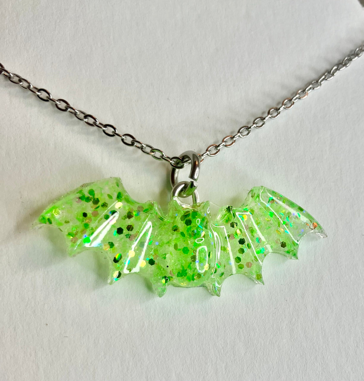 Handmade Resin Bat Pendant Necklaces