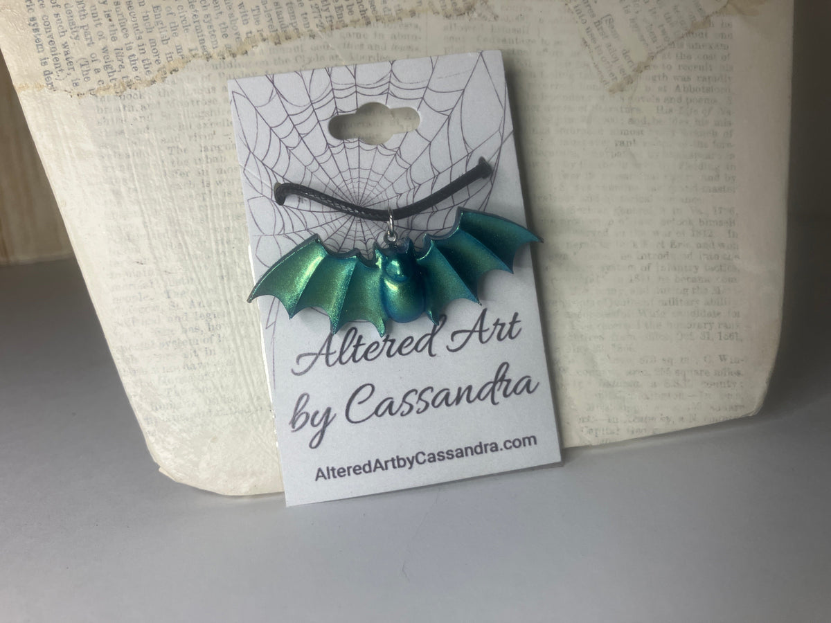 Handmade Resin Bat Pendant Necklaces
